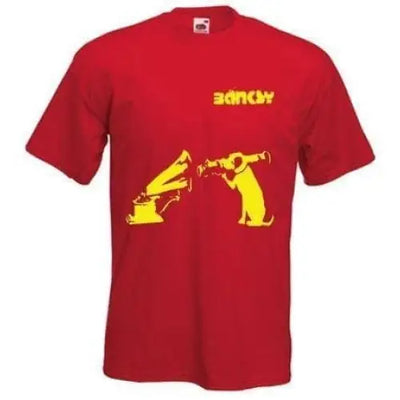 Banksy HMV Bazooka Dog Mens T-Shirt XL / Red