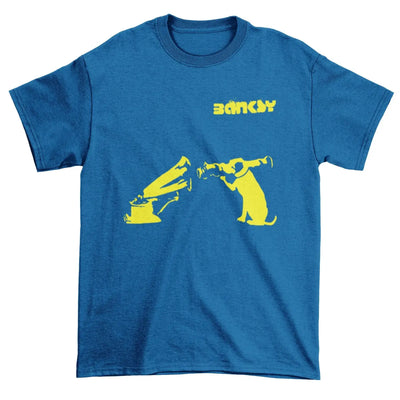 Banksy HMV Bazooka Dog Mens T-Shirt XL / Royal Blue