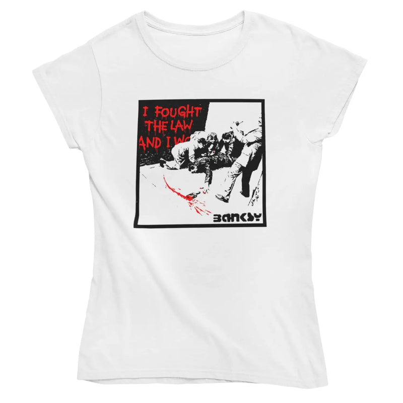 Banksy I Fought The Law Ladies T-Shirt - L - Womens T-Shirt