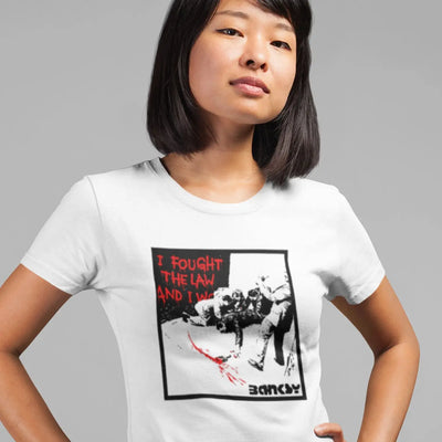 Banksy I Fought The Law Ladies T-Shirt - Womens T-Shirt