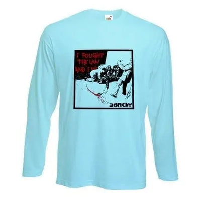 Banksy I Fought The Law Long Sleeve T-Shirt S / Light Blue