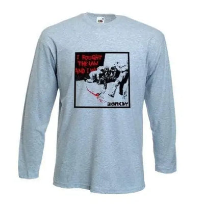 Banksy I Fought The Law Long Sleeve T-Shirt S / Light Grey