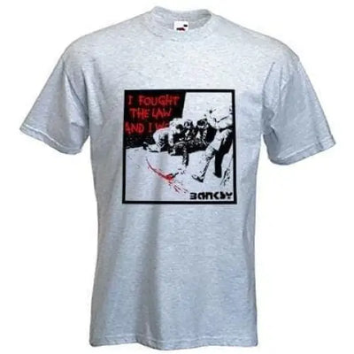 Banksy I Fought The Law T-Shirt XXL / Light Grey