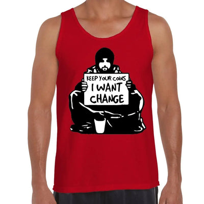 Banksy I Want Change Men's Tank Vest Top S / Red