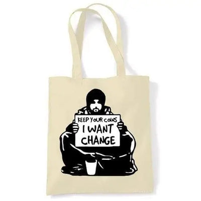 Banksy I Want Change Shoulder Bag Cream