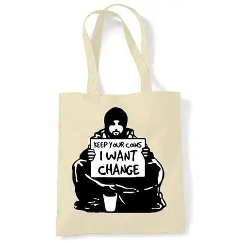 Banksy I Want Change Shoulder Bag Cream