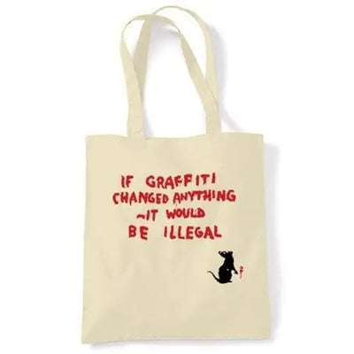 Banksy If Graffiti Changed Anything bag Cream