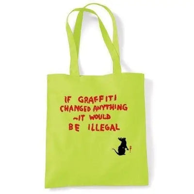 Banksy If Graffiti Changed Anything bag Lime Green