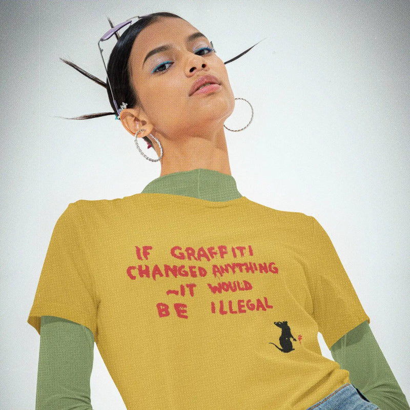 Banksy If Graffiti Changed Anything Ladies T-Shirt - Womens