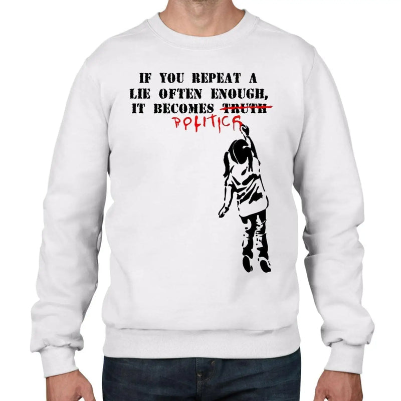 Banksy If You Repeat a Lie Graffiti Men&