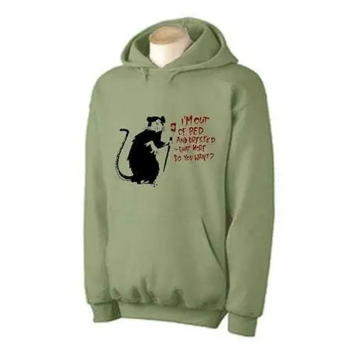 Felpa Con Cappuccio Uomo Tribal T-Shirts – Scritta "I'm Out Of Bed And Dressed" Stile Banksy, Cotone 80%