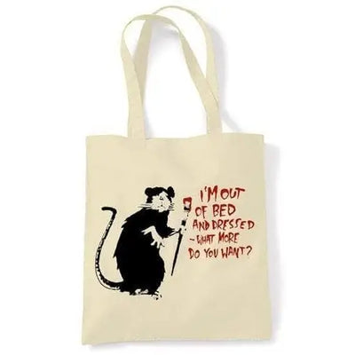 Banksy Im Out Of Bed And Dressed Rat Shoulder bag Cream