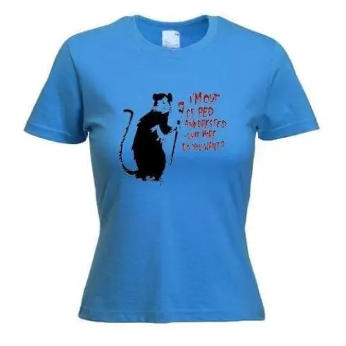 Banksy Im Out Of Bed And Dressed Rat T-Shirt S / Light Blue