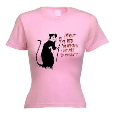 Banksy Im Out Of Bed And Dressed Rat T-Shirt S / Light Pink