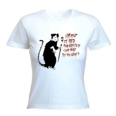 Banksy Im Out Of Bed And Dressed Rat T-Shirt S / White