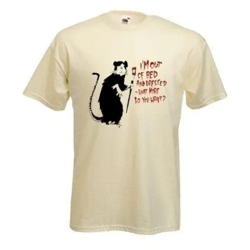 Banksy Im Out Of Bed And Dressed Rat T-Shirt XL / Cream