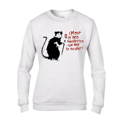 Banksy I'm Out of Bed Rat Graffiti Women's Sweatshirt Jumper M / White