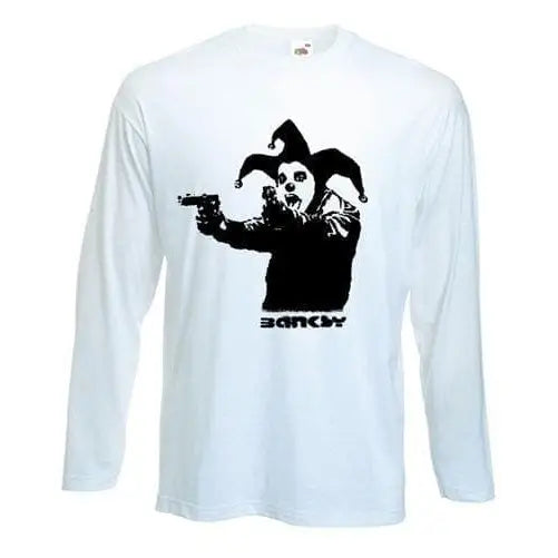 Banksy Insane Clown Long Sleeve T-Shirt M / White