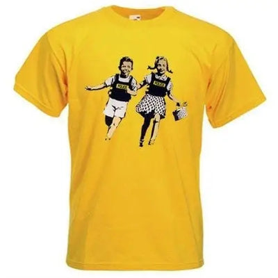 Banksy Jack & Jill Men's T-Shirt M / Yellow