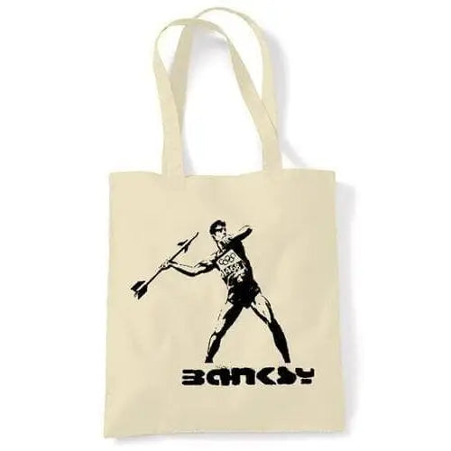 Banksy Javelin Thrower Shoulder bag Cream