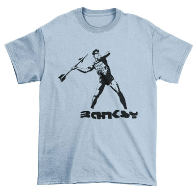 Banksy Javelin Thrower T-Shirt XL / Light Blue