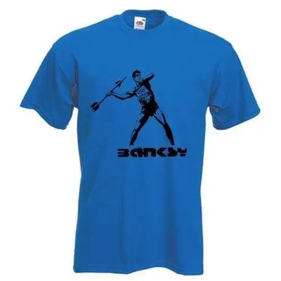 Banksy Javelin Thrower T-Shirt XL / Royal Blue