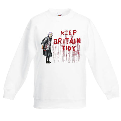 Banksy Keep Britain Tidy Graffiti Children's Toddler Kids Sweatshirt Jumper 7-8 / White