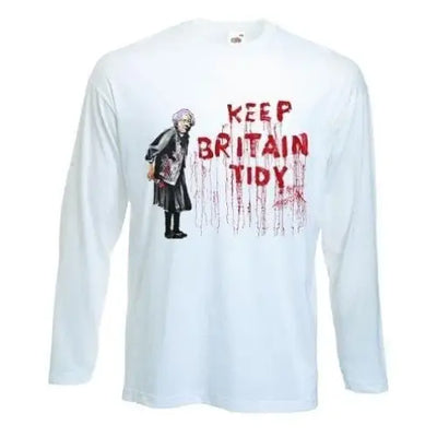 Banksy Keep Britain Tidy Granny Long Sleeve T-Shirt XL / White