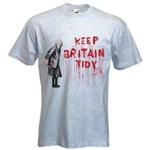 Banksy Keep Britain Tidy Granny Mens T-Shirt XL / Light Grey