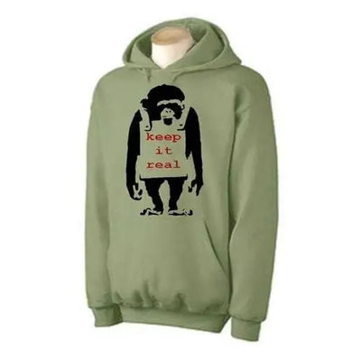 Banksy Keep It Real Monkey Hoodie L / Khaki