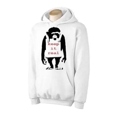 Banksy Keep It Real Monkey Hoodie L / White