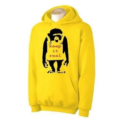 Banksy Keep It Real Monkey Hoodie L / Yellow