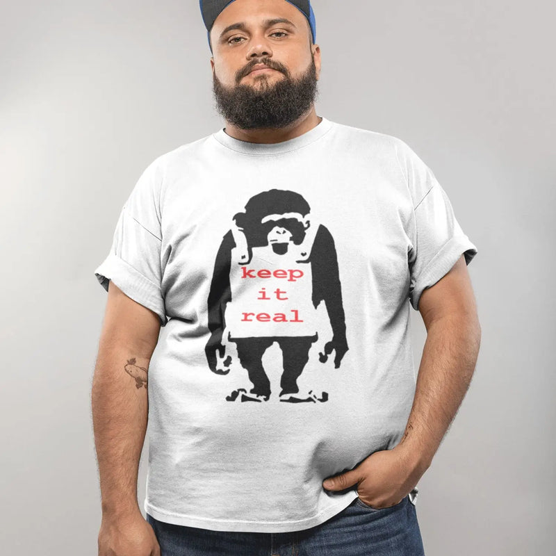 Banksy Keep It Real Monkey Mens T-Shirt