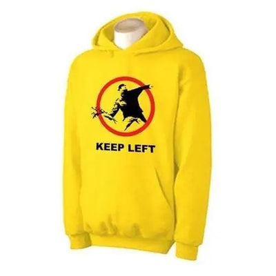 Banksy Keep Left Flower Thrower Hoodie L / Yellow