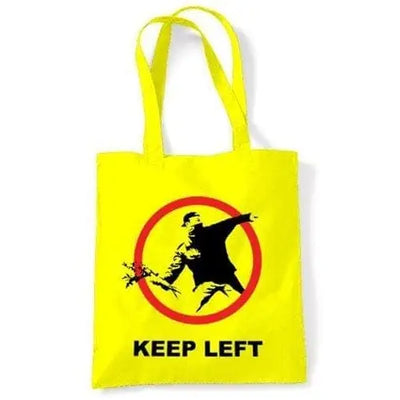 Banksy Keep Left Flower Thrower Shoulder bag Yellow