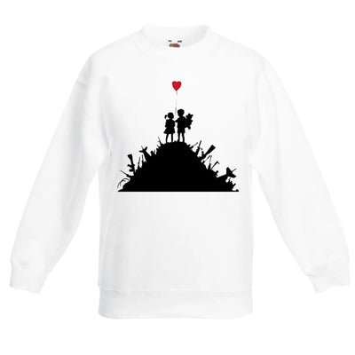 Banksy Kids On Guns Graffiti Children's Toddler Kids Sweatshirt Jumper 12-13 / White