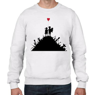 Banksy Kids On Guns Graffiti Men's Sweatshirt Jumper XXL / White