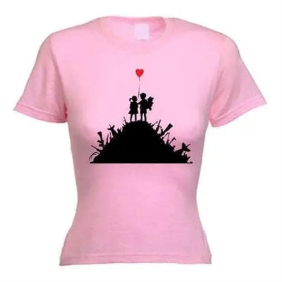 Banksy Kids On Guns Ladies T-Shirt S / Light Pink
