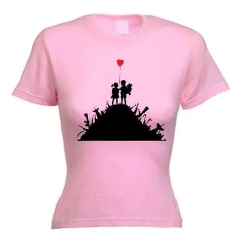 Banksy Kids On Guns Ladies T-Shirt S / Light Pink