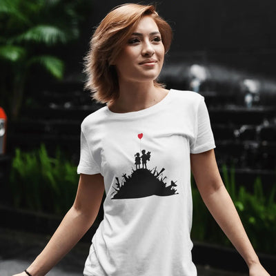 Banksy Kids On Guns Ladies T-Shirt
