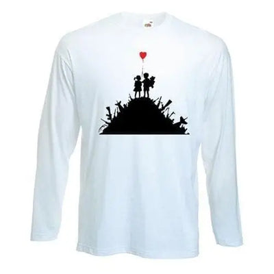 Banksy Kids On Guns Long Sleeve T-Shirt XXL / White