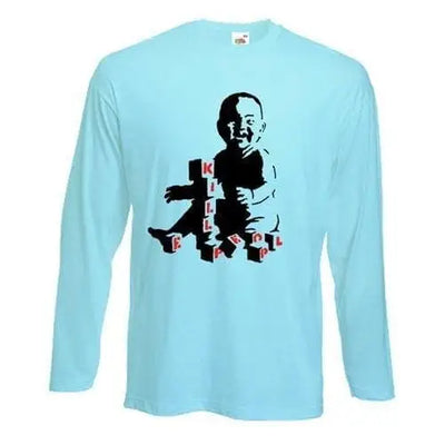 Banksy Kill People Baby Long Sleeve T-Shirt M / Light Blue