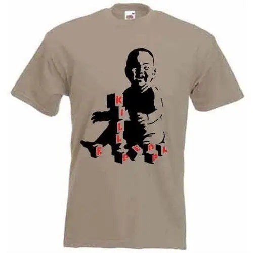 Banksy Kill People Baby T-Shirt L / Khaki