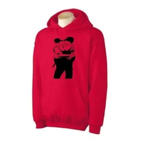 Banksy Kissing Coppers Hoodie XXL / Red
