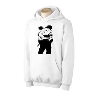 Banksy Kissing Coppers Hoodie XXL / White