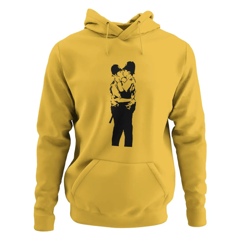 Banksy Kissing Coppers Hoodie - XXL / Yellow - Hoodie