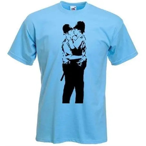 Banksy Kissing Coppers Mens T-Shirt