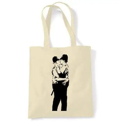 Banksy Kissing Coppers Shoulder bag Cream