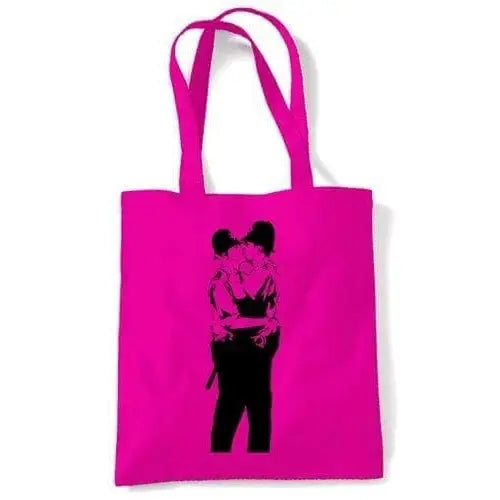 Banksy Kissing Coppers Shoulder bag Dark Pink