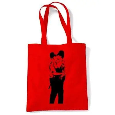 Banksy Kissing Coppers Shoulder bag Red